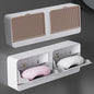 No-Drilling Clamshell soap Box Wall-Mounted with Cover Double Grid-Asphalt Toilet Laundry soap New Box soap Box Soap Holder soap holder soap case soap dispenser