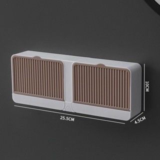No-Drilling Clamshell soap Box Wall-Mounted with Cover Double Grid-Asphalt Toilet Laundry soap New Box soap Box Soap Holder soap holder soap case soap dispenser